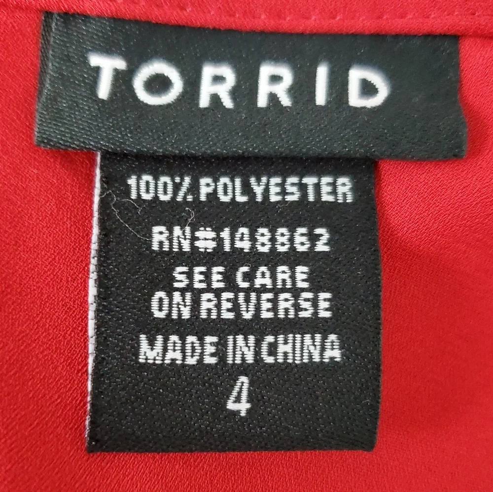 Torrid Georgette Diagonal Ruffle Front Cami Adjustable Straps Pre-Owned Sz 4 Red - Picture 11 of 13